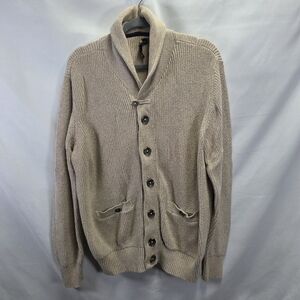Club Room Cable Knit Shawl Collar Cardigan Men XL Beige Grandpa Academia